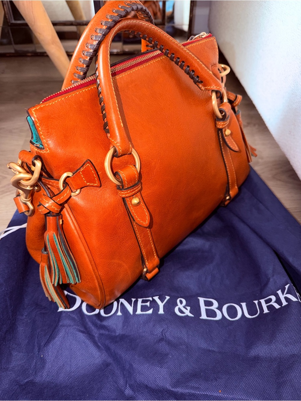 Dooney & Bourke Florentine Tan Leather Satchel Handbag - Picture 2 of 14